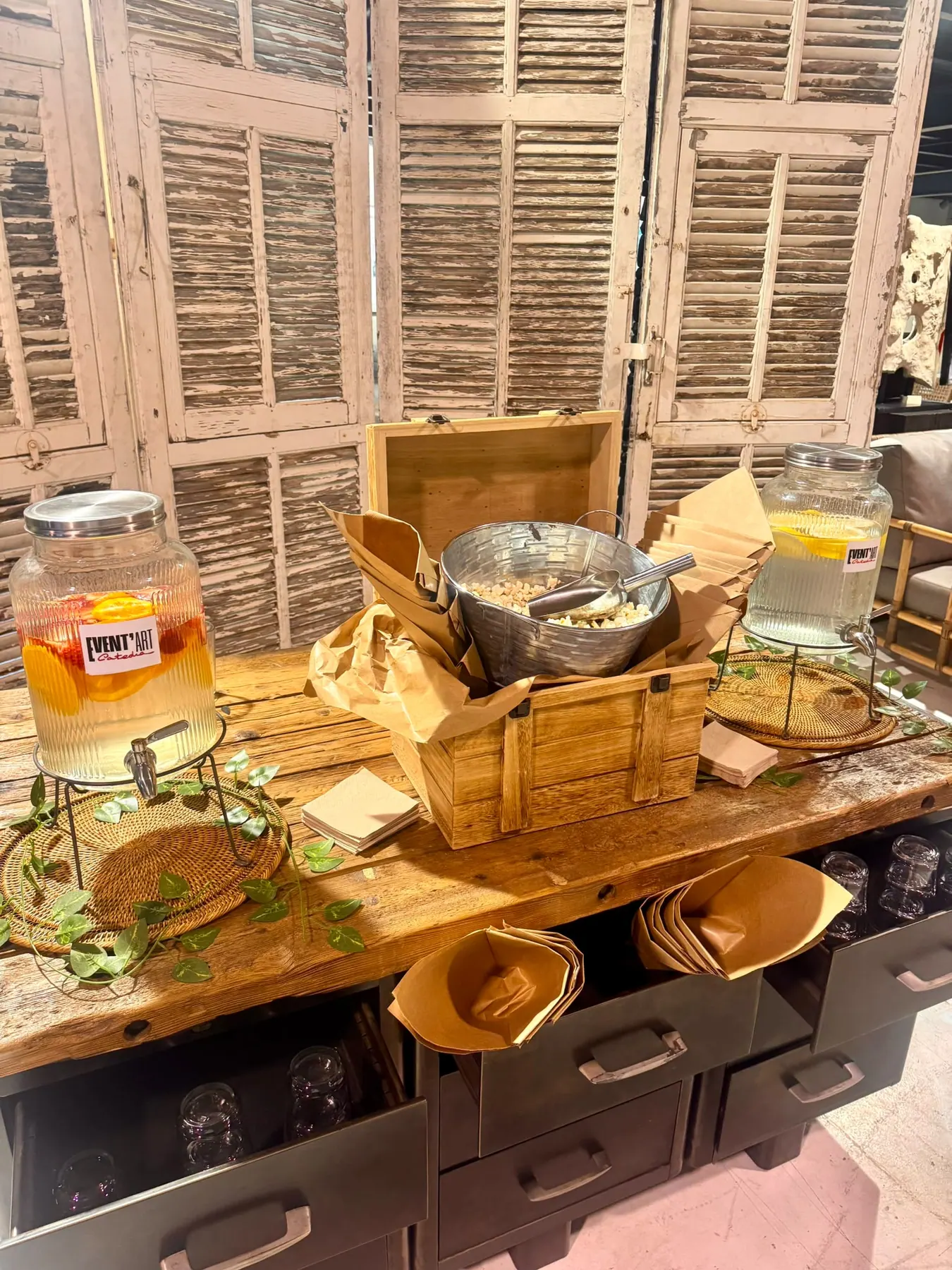 Córner gastronómico de EventArt montado para un evento